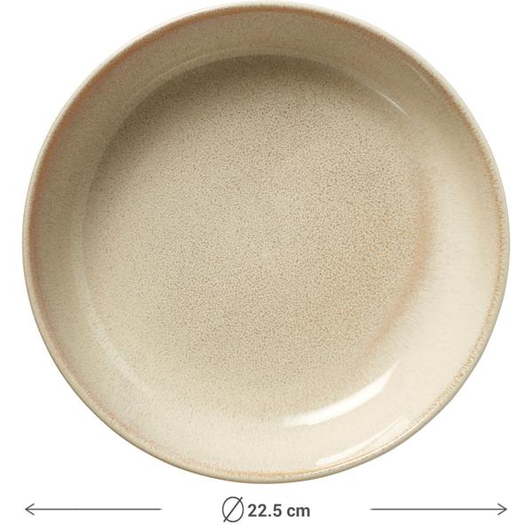 Speiseteller 4er-Set Ø22,5 x 5 cm aus robustem Steinzeug, Sandfarbe - Essteller für Hauptspeisen & Snacks. Perfekt für den modernen Esstisch