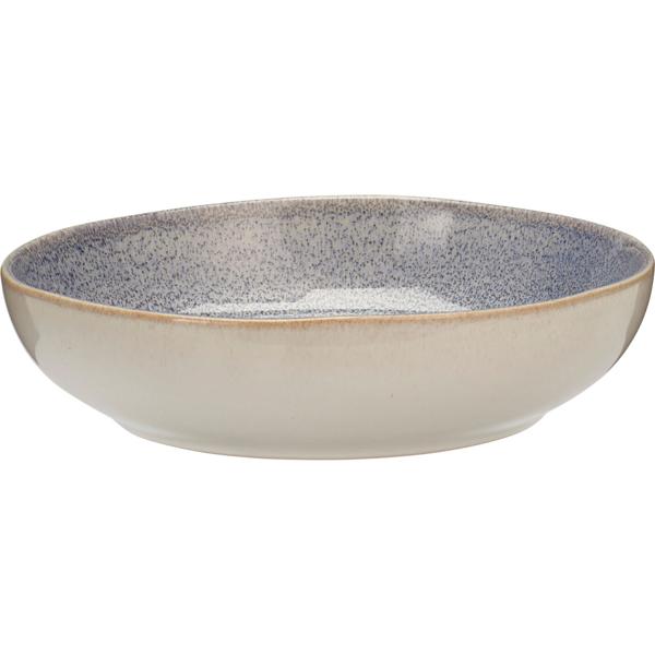 Speiseteller 4er-Set Ø22,5 x 5 cm aus robustem Steinzeug, Sandfarbe/Blau - Essteller für Hauptspeisen & Snacks. Perfekt für den modernen Esstisch