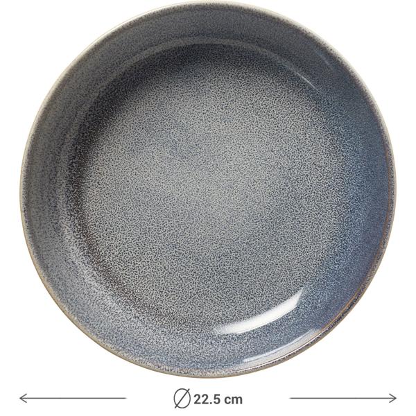 Speiseteller 4er-Set Ø22,5 x 5 cm aus robustem Steinzeug, Sandfarbe/Blau - Essteller für Hauptspeisen & Snacks. Perfekt für den modernen Esstisch