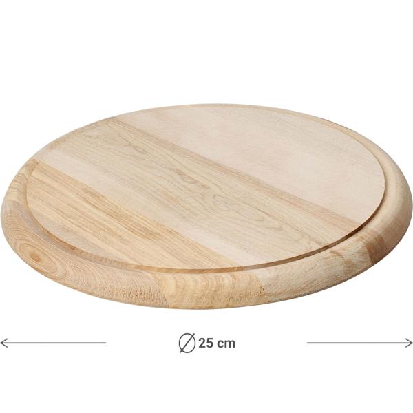 4er-Set Edles Schneidebrett rund 25cm - hochwertiges Holz-Frühstücksbrett, Tranchierbrett & Servierteller - Küchenbrett für Feinschmecker