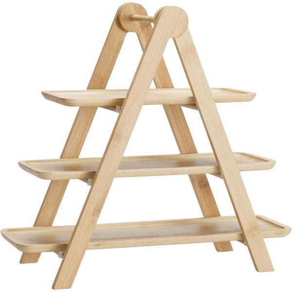 Étagère en bambou à 3 niveaux : Plateau de service élégant, présentoir à gâteaux et présentation de buffet – stable, moderne et naturel – parfait pour pâtisseries, snacks et décoration