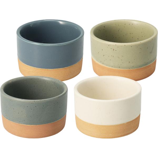 Elegant 4-piece stoneware bowl set: colourful dip bowls, mini bowls & snack bowls 6.5 x 4 cm – modern small serving bowls, chic & robust