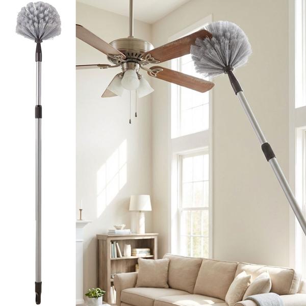 Extendable duster: grey 159 cm telescopic dust catcher – ideal for ceilings, cobwebs & tall furniture – efficient, lightweight & robust