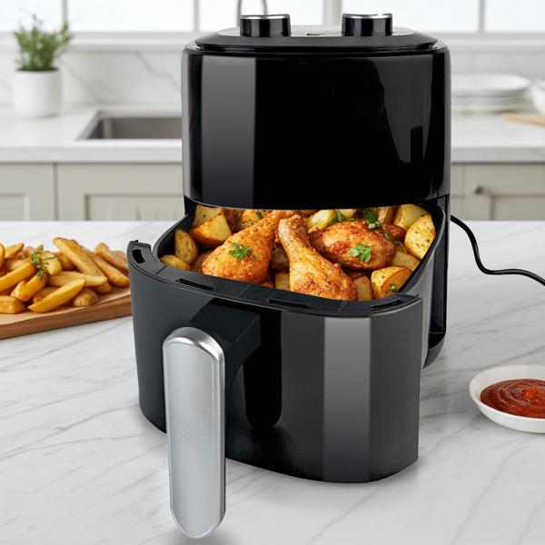 6-in-1 Heissluftfritteuse 3,1L – Das geniale Multitalent für knusprige Pommes & saftiges Fleisch in Rekordzeit - 6 Programme: Garen, Grillen, Backen