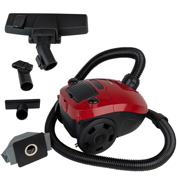 Compact bagged vacuum cleaner 800W, 17 kPa suction power, incl. reusable dust bag, super light & manoeuvrable for hard floors & carpets, 5 m cable