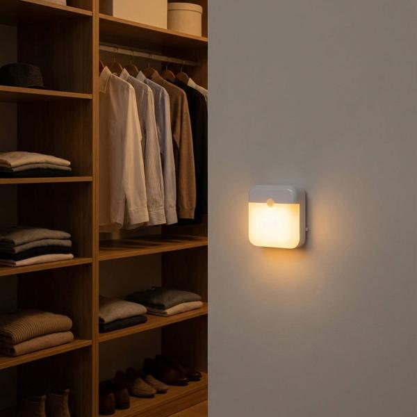 Luce notturna LED con sensore di movimento: lampada da armadio con batteria ricaricabile, USB ricaricabile, autoadesiva e magnetica – ideale come luce per scale e per guardaroba