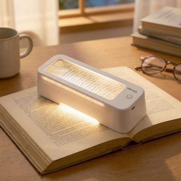 LED reading magnifier with 3x magnification, dimmable, 3 light colours 3000–6500 K, battery up to 10 h, USB-C, ideal for seniors & impaired vision, illuminated visual aid