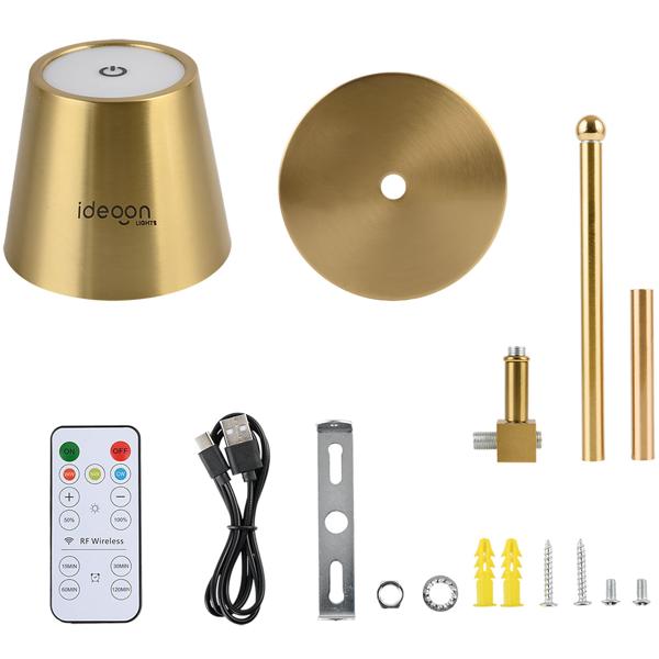 Elegante applique LED senza fili con telecomando: lampada da parete a batteria dimmerabile in oro, ricaricabile via USB con timer e sensore touch