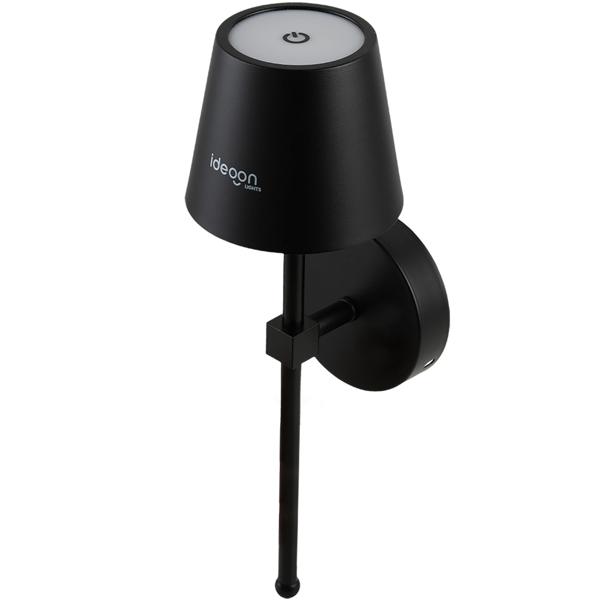 Elegante applique LED senza fili con telecomando: lampada da parete a batteria dimmerabile nera, ricarica USB con timer e sensore touch