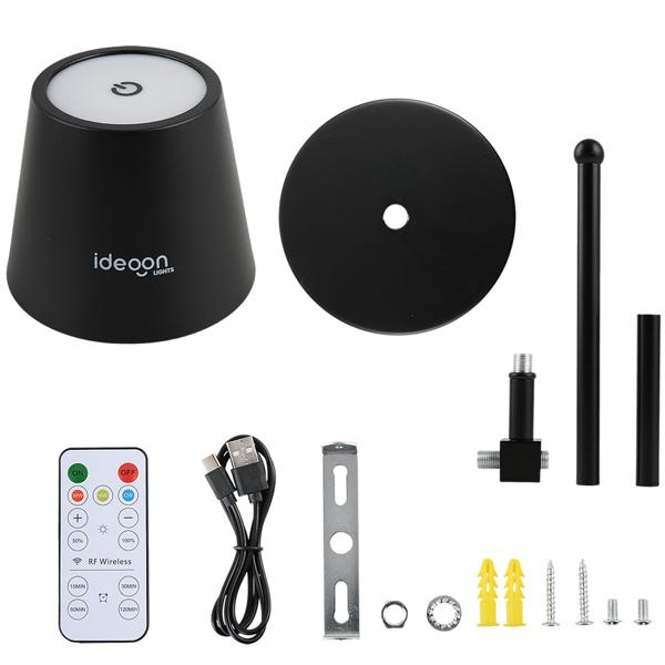 Elegante applique LED senza fili con telecomando: lampada da parete a batteria dimmerabile nera, ricarica USB con timer e sensore touch