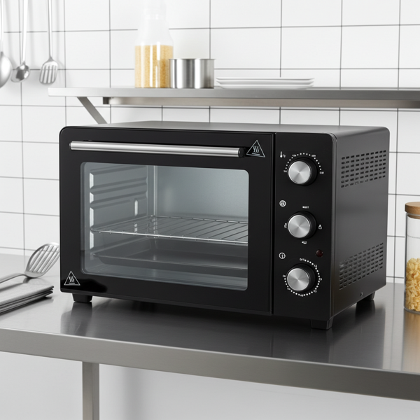 Mini forno 30 litri – 1500 W: Forno da tavolo compatto con 230°C e timer da 60 minuti, inclusi teglia e griglia