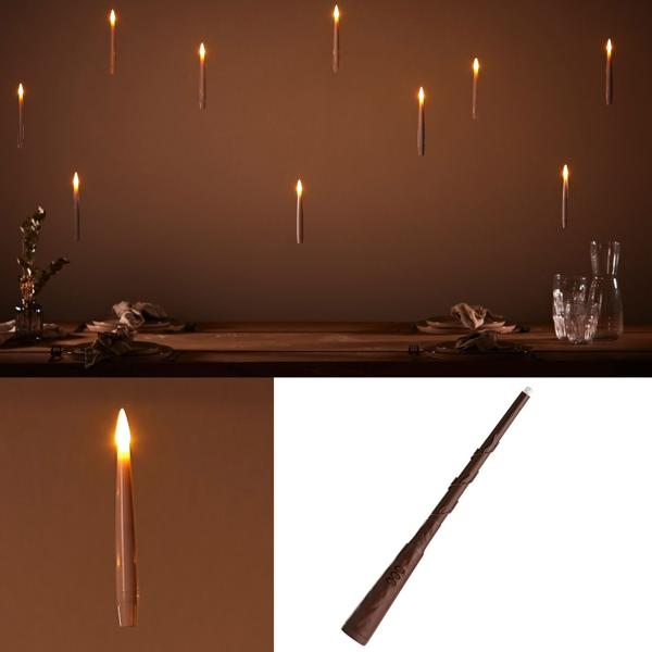 2er-Set Schwebende LED Kerzen mit Zauberstab-Fernbedienung – Magische Hänge-Deko für Mottoparty, Halloween, Weihnachten – Warmweiss Flackernd