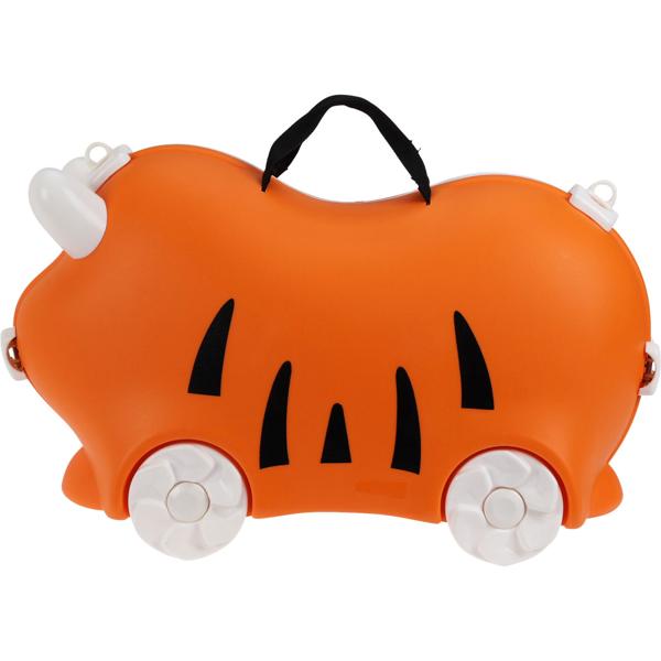 Robuster Kinder Trolley Hartschalenkoffer Orange – Stabiler Koffer mit Sitzfunktion für Mädchen & Jungen, Buntes Kindergepäck mit Rollen