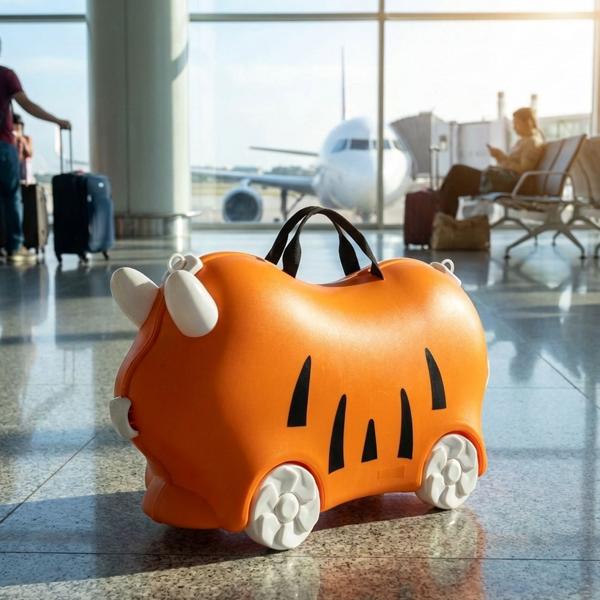 Robusta valigia trolley rigida per bambini, arancione – Valigia resistente con funzione seduta per bambine e bambini, bagaglio colorato per bambini con ruote