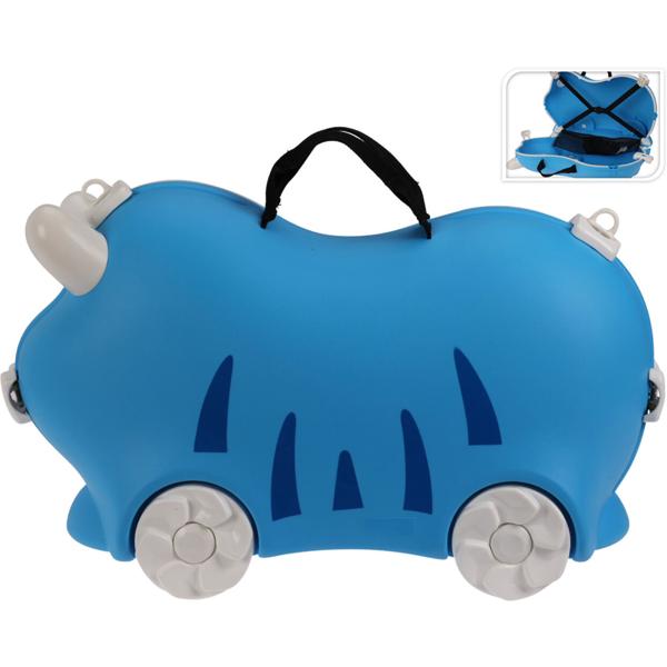 Valise rigide pour enfants bleue robuste – Valise stable avec fonction siège pour filles & garçons, bagage pour enfants coloré à roulettes