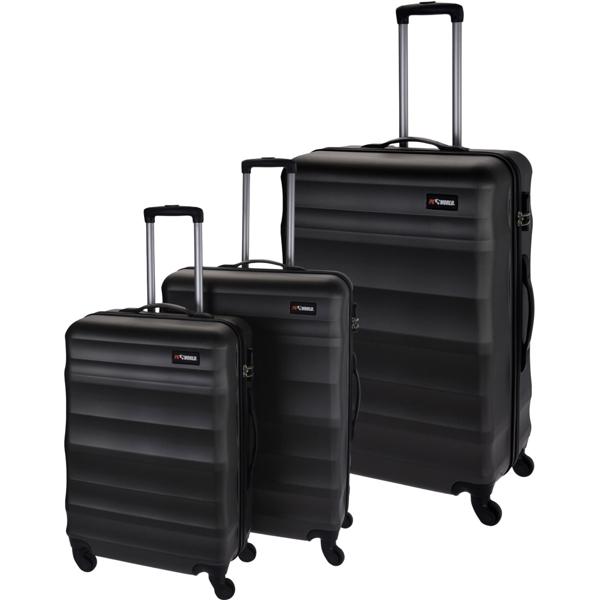 Elegant 3-piece hardshell suitcase set grey – Ultimate travel comfort with telescopic handle & ultra-light 360° spinner wheels, TSA locks