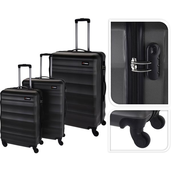 Elegant 3-piece hardshell suitcase set grey – Ultimate travel comfort with telescopic handle & ultra-light 360° spinner wheels, TSA locks