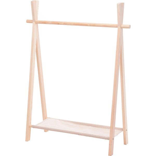 Children‘s clothes rack wood FSC 100% - 80x30x100 cm - Kids‘ wardrobe with shoe shelf - Robust freestanding rack to encourage independence