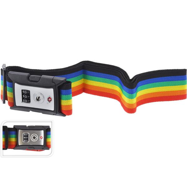 Premium luggage strap with TSA combination lock, 180 x 5 cm - Adjustable colorful suitcase belt for safe travel – 3-digit code adjustable