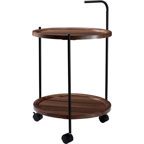 Tavolino con ruote, 2 ripiani: metallo & MDF, 40x40x67 cm, carrello flessibile come tavolino da salotto, comodino o per spazi esterni