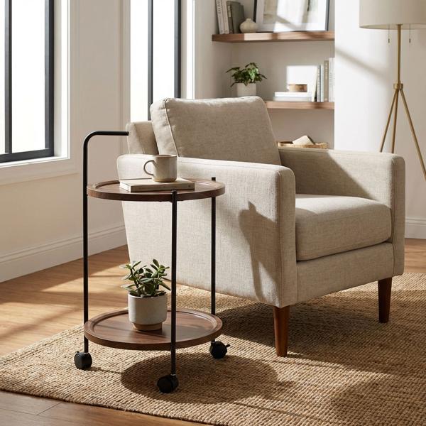 Tavolino con ruote, 2 ripiani: metallo & MDF, 40x40x67 cm, carrello flessibile come tavolino da salotto, comodino o per spazi esterni