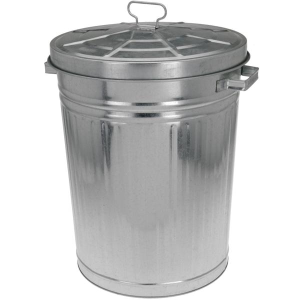 Tonne en métal robuste avec couvercle 55 litres – poubelle et tonne de jardin polyvalente avec poignées de transport – poubelle galvanisée pour déchets et stockage