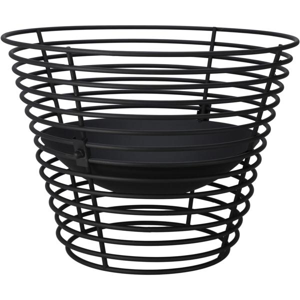 Modern metal fire basket in black - Robust fire bowl for garden and terrace - Stable outdoor fire pail - Ø 53 cm x H 40 cm