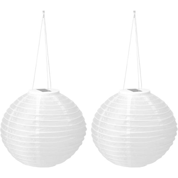 2er-Set Grosser Solar Lampion, Ø 40 cm – Wetterfeste LED Kugel hängend für Garten & Balkon – Automatische Solarleuchte Deko für Party