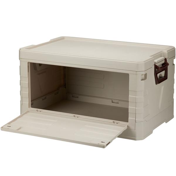 Scatola portaoggetti pieghevole 55L beige: box richiudibile robusta, organizer impilabile per vestiti, giocattoli e altro – salvaspazio e stabile