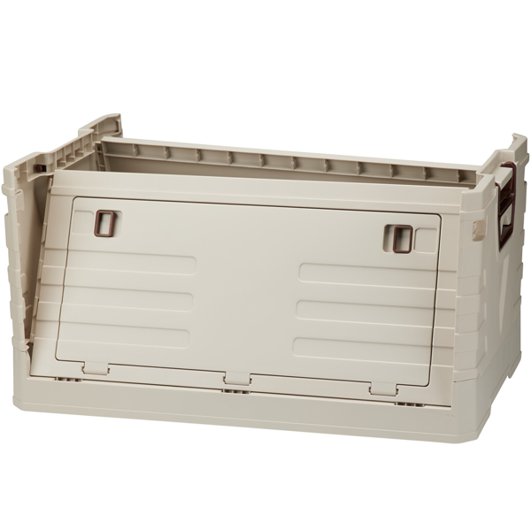 Scatola portaoggetti pieghevole 55L beige: box richiudibile robusta, organizer impilabile per vestiti, giocattoli e altro – salvaspazio e stabile