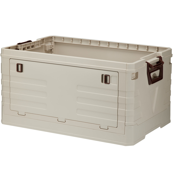Scatola portaoggetti pieghevole 55L beige: box richiudibile robusta, organizer impilabile per vestiti, giocattoli e altro – salvaspazio e stabile