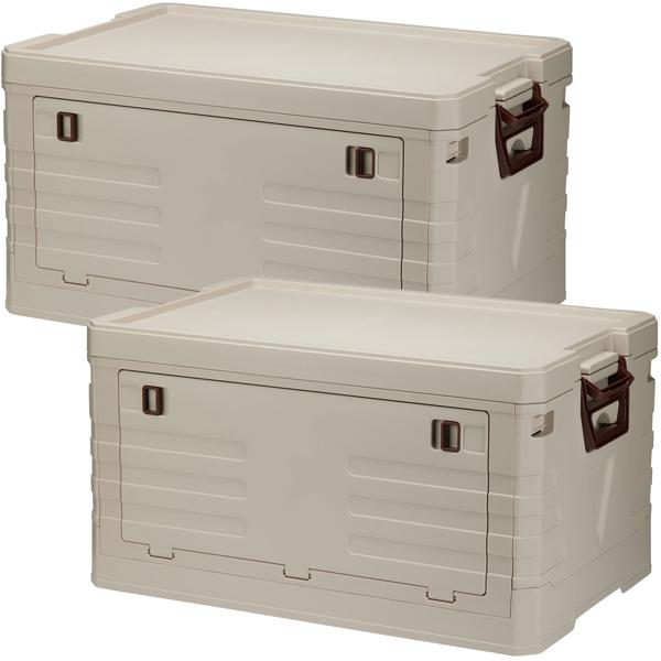 2er-Set Faltbare Aufbewahrungsbox 55L Beige: robuste Klappbox, stapelbarer Ordnungshelfer für Kleidung, Spielzeug & mehr - platzsparend & stabil