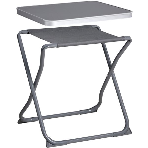 2‑in‑1 camping stool & side table, folding, up to 110 kg load capacity, lightweight frame for picnic, garden & outdoor, removable table top