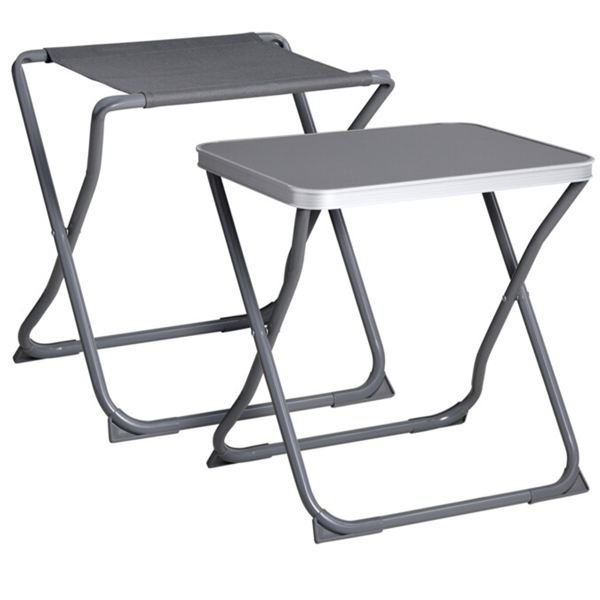 2‑in‑1 camping stool & side table, folding, up to 110 kg load capacity, lightweight frame for picnic, garden & outdoor, removable table top