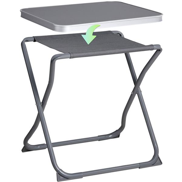 2‑in‑1 camping stool & side table, folding, up to 110 kg load capacity, lightweight frame for picnic, garden & outdoor, removable table top