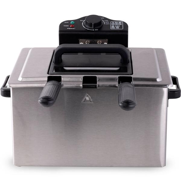 Friggitrice premium a doppio cestello 5 L in acciaio inox – 2000 W per risultati rapidi e croccanti - friggitrice professionale a zona fredda con 3 cestelli