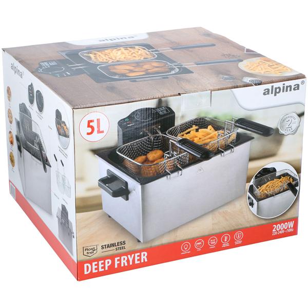Friggitrice premium a doppio cestello 5 L in acciaio inox – 2000 W per risultati rapidi e croccanti - friggitrice professionale a zona fredda con 3 cestelli