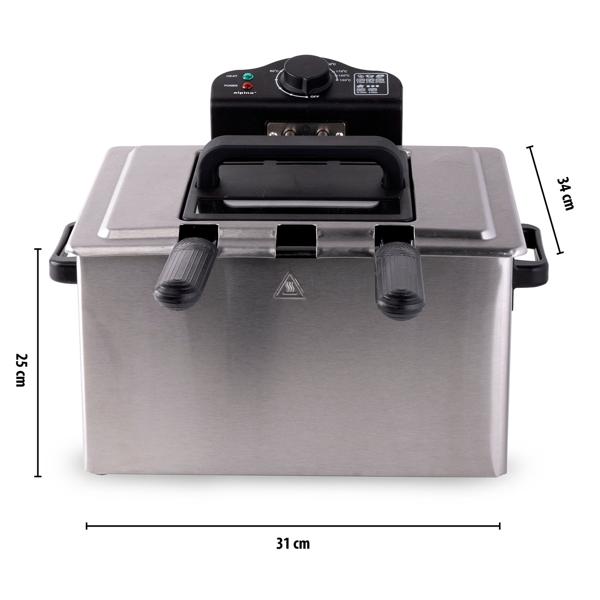 Friggitrice premium a doppio cestello 5 L in acciaio inox – 2000 W per risultati rapidi e croccanti - friggitrice professionale a zona fredda con 3 cestelli