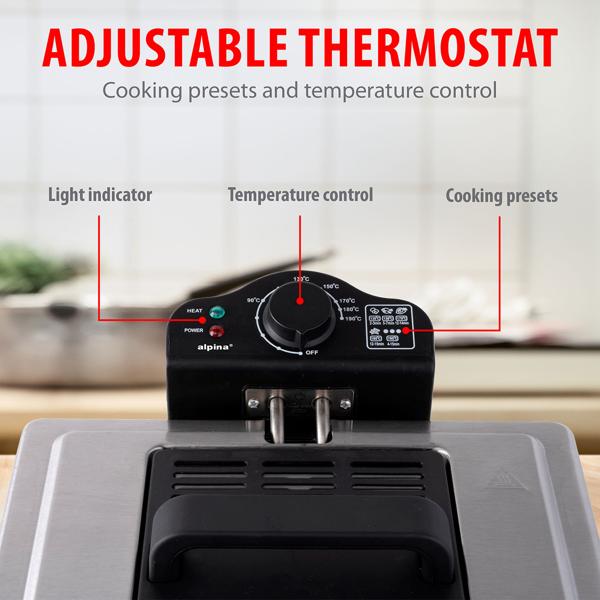 Premium double-basket deep fryer 5 L stainless steel – 2000 W for fast, crispy results – professional cool-zone fryer with 3 baskets