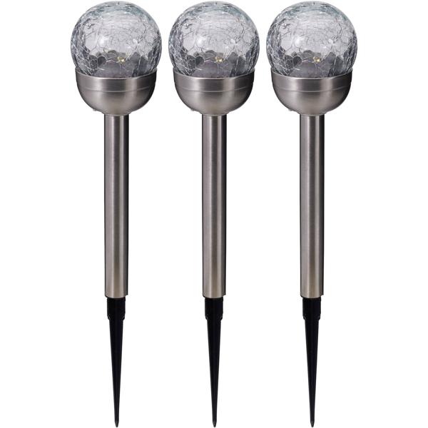 12er-Set Glaskugel Solarleuchte, Edelstahl: 4 LED Kupferdraht, wetterfest & dekorativ - ideal für Garten & Terrasse, 34,5 cm