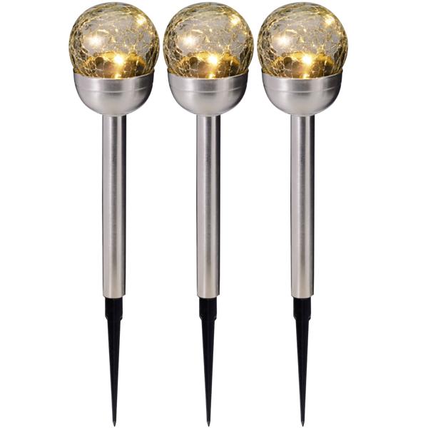 12er-Set Glaskugel Solarleuchte, Edelstahl: 4 LED Kupferdraht, wetterfest & dekorativ - ideal für Garten & Terrasse, 34,5 cm