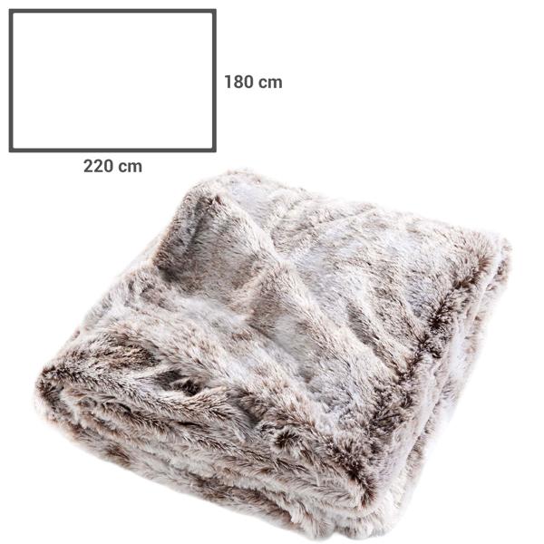 Couverture super douce au luxueux effet fourrure, 180 x 220 cm, brun chocolat - Idéale pour des moments cosy sur le canapé ou comme couvre-lit