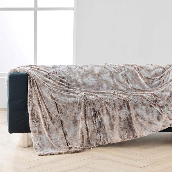 Couverture super douce au luxueux effet fourrure, 180 x 220 cm, brun chocolat - Idéale pour des moments cosy sur le canapé ou comme couvre-lit