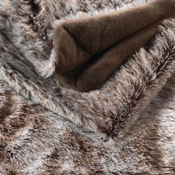 4-piece set Super-soft snuggle blankets 180 x 220 cm & 125 x 150 cm and 2 fluffy decorative cushions 45 x 45 cm in fur look, chocolate brown - For feel-good moments