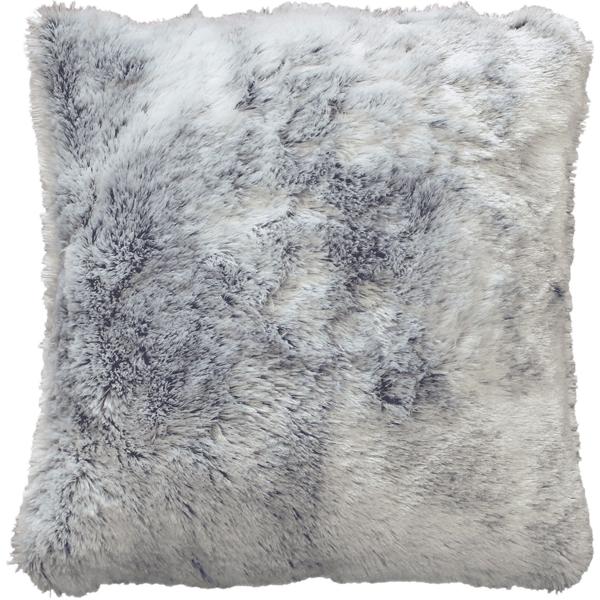 Cuscino decorativo soffice 45x45 cm - Fodera effetto pelliccia morbidissima, Finta pelliccia grigia, fodera rimovibile - Morbido, caldo e di facile manutenzione