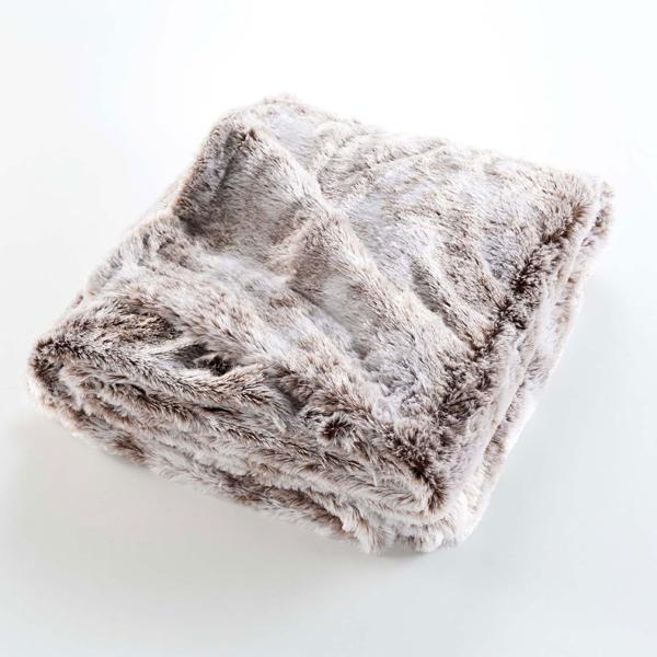 Set da 2 pezzi coperta super morbida 125 x 150 cm & cuscino decorativo soffice 45 x 45 cm effetto pelliccia, marrone cioccolato - Per momenti di puro relax sul divano