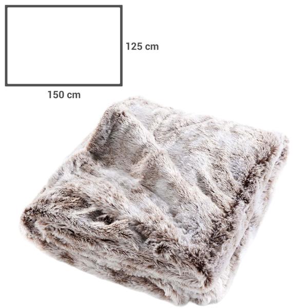 Set da 2 pezzi coperta super morbida 125 x 150 cm & cuscino decorativo soffice 45 x 45 cm effetto pelliccia, marrone cioccolato - Per momenti di puro relax sul divano