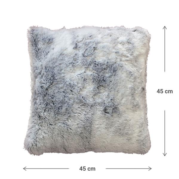 Set da 2: coperta super morbida 180 x 220 cm e cuscino decorativo soffice 45 x 45 cm effetto pelliccia, grigio - Per ore accoglienti sul divano