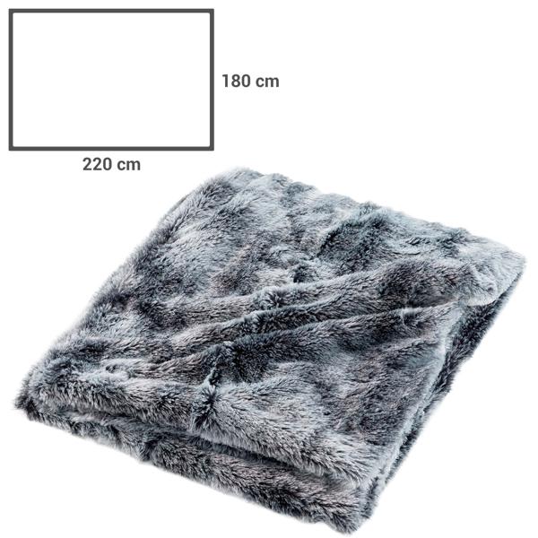 Set da 2: coperta super morbida 180 x 220 cm e cuscino decorativo soffice 45 x 45 cm effetto pelliccia, grigio - Per ore accoglienti sul divano