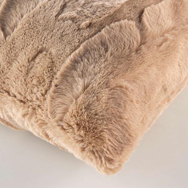 Coussin câlin duveteux 45x45 cm - Coussin décoratif d‘une douceur rêvée, fausse fourrure sable, housse amovible - Doux, chaud et facile d‘entretien
